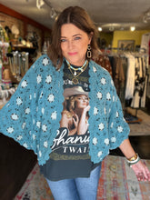 Load image into Gallery viewer, TEAL CROCHET CARDIGAN
