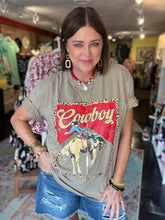 Load image into Gallery viewer, TAN LEOPARD COWBOY TEE
