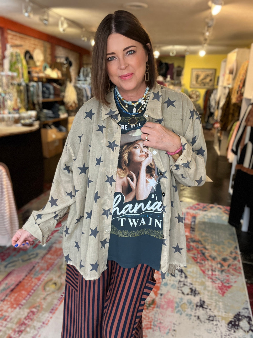 JADED GYPSY NAVY STAR BLOUSE
