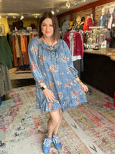 Load image into Gallery viewer, VINTAGE FLORAL DENIM DRESS
