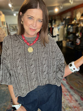Load image into Gallery viewer, CROPPED BROWN WASHED SWEATER
