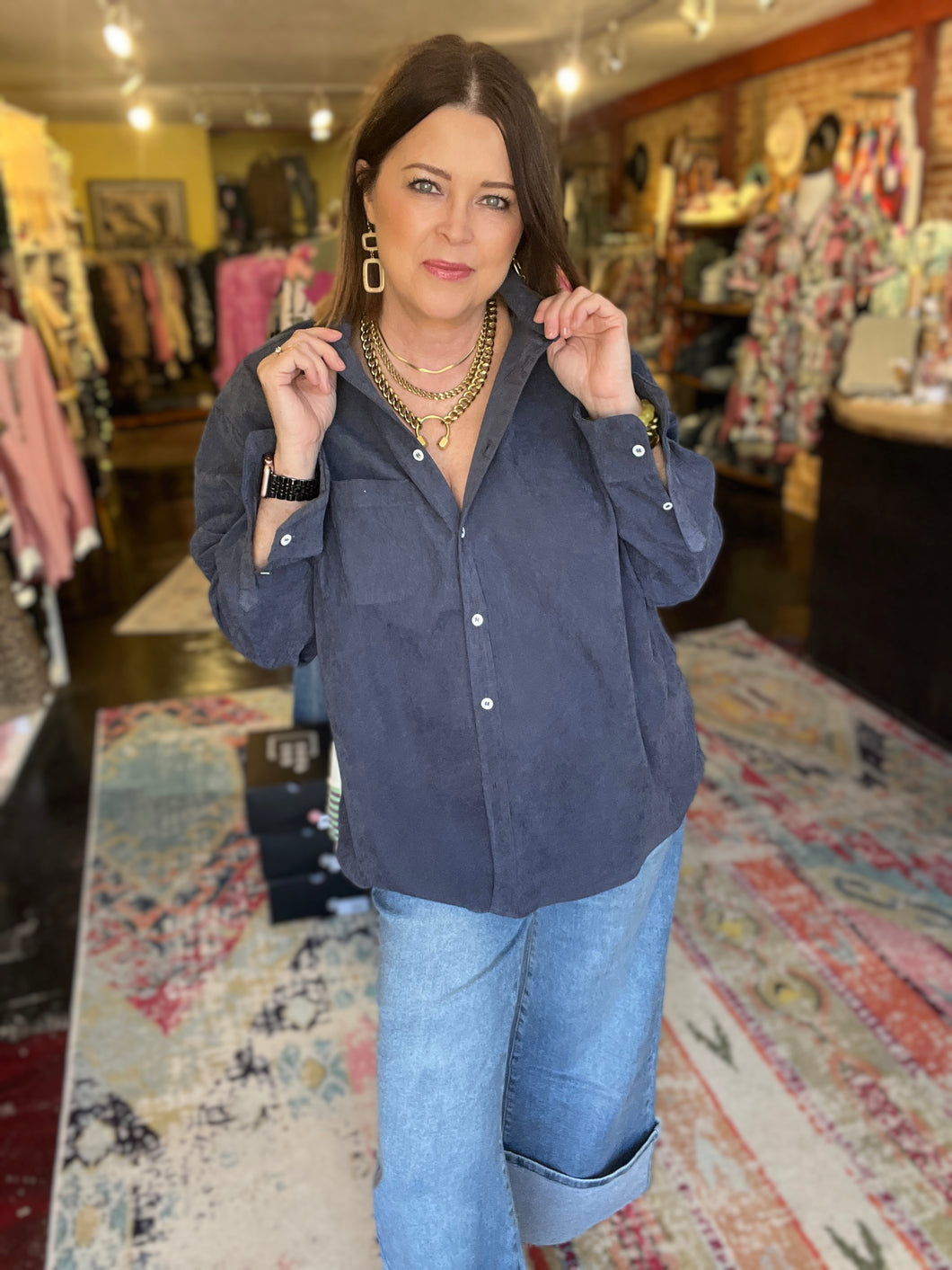 MIDNIGHT NAVY BLOUSE