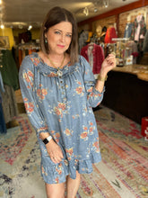 Load image into Gallery viewer, VINTAGE FLORAL DENIM DRESS
