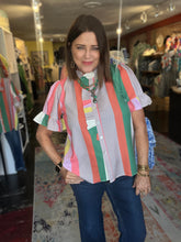 Load image into Gallery viewer, ORANGE/GREEN STRIPE TOP
