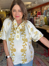 Load image into Gallery viewer, CREAM &amp; GOLD FLORAL BLOUSE
