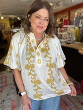 Load image into Gallery viewer, CREAM &amp; GOLD FLORAL BLOUSE

