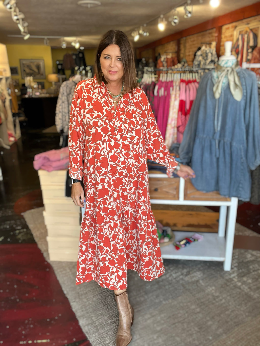 SOPHIA CINNAMON RUFFLE MAXI