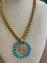 Load image into Gallery viewer, HORSE COIN WITH TURQUOISE NECKLACE
