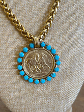 Load image into Gallery viewer, HORSE COIN WITH TURQUOISE NECKLACE
