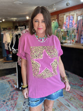 Load image into Gallery viewer, PINK STAR WITH LEOPARD TEE
