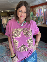 Load image into Gallery viewer, PINK STAR WITH LEOPARD TEE
