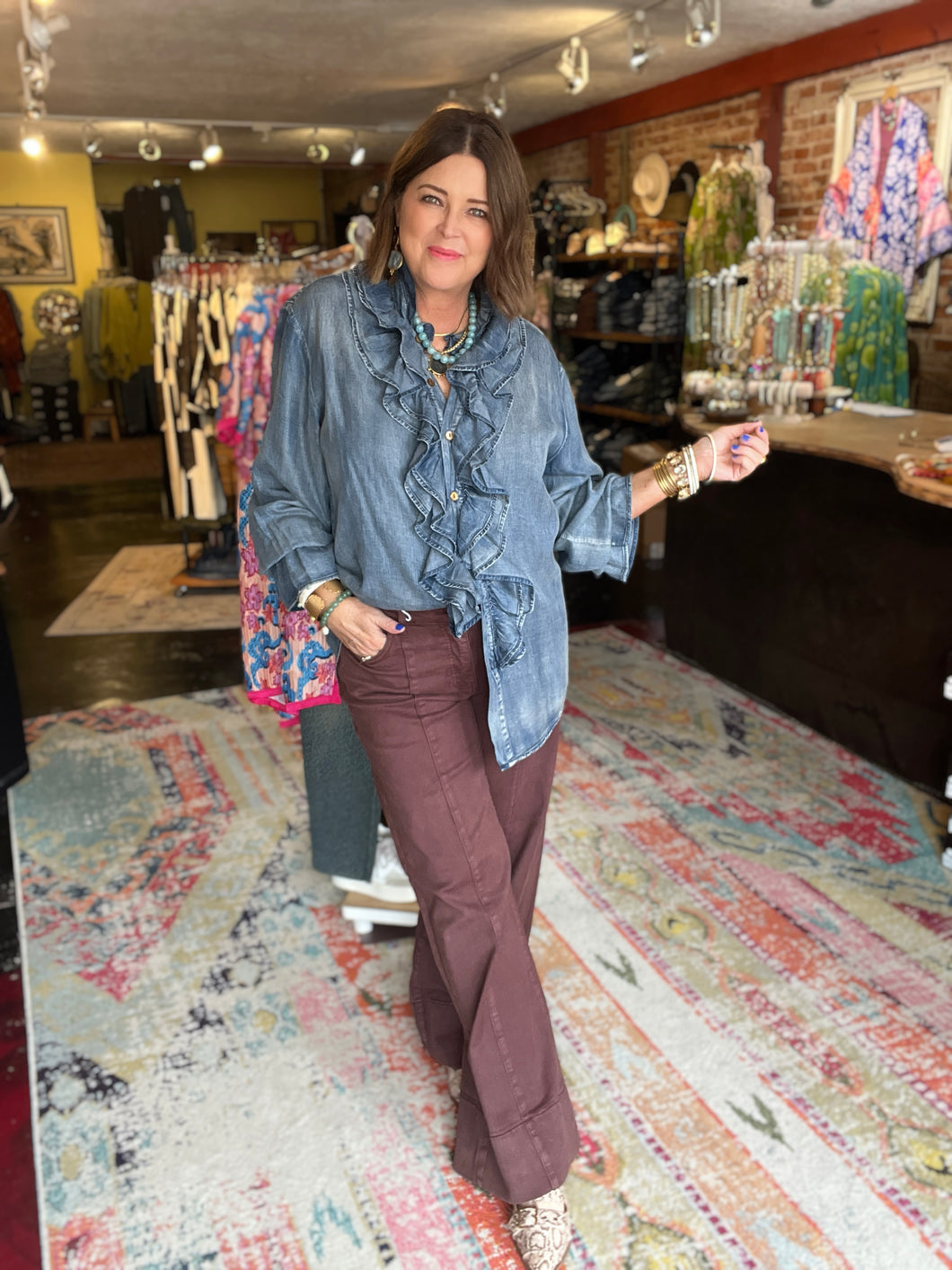 CHOCOLATE BROWN RISEN DENIM