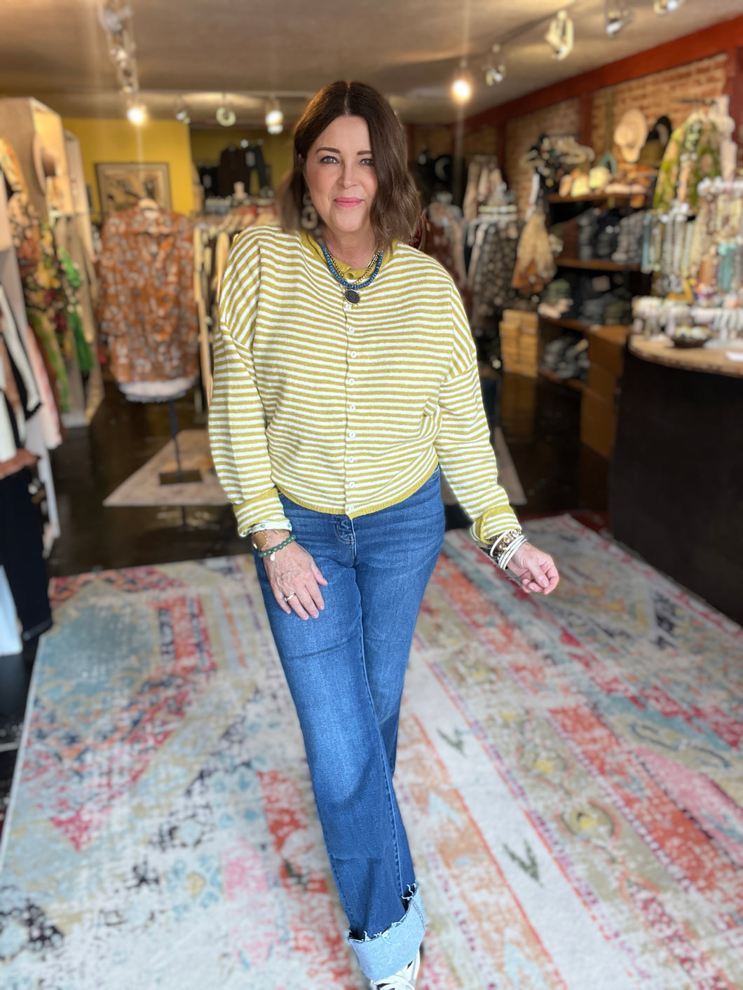MINI STRIPED PIPER YELLOW CARDIGAN