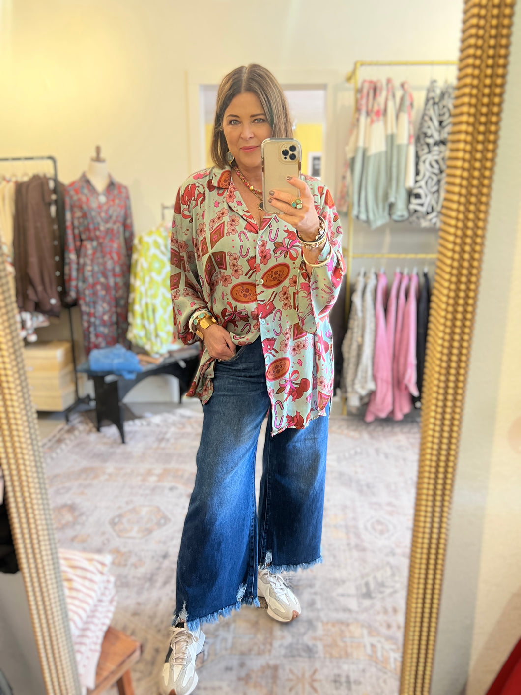 DARK MID-RISE CROPPED WIDE LEG DENIM