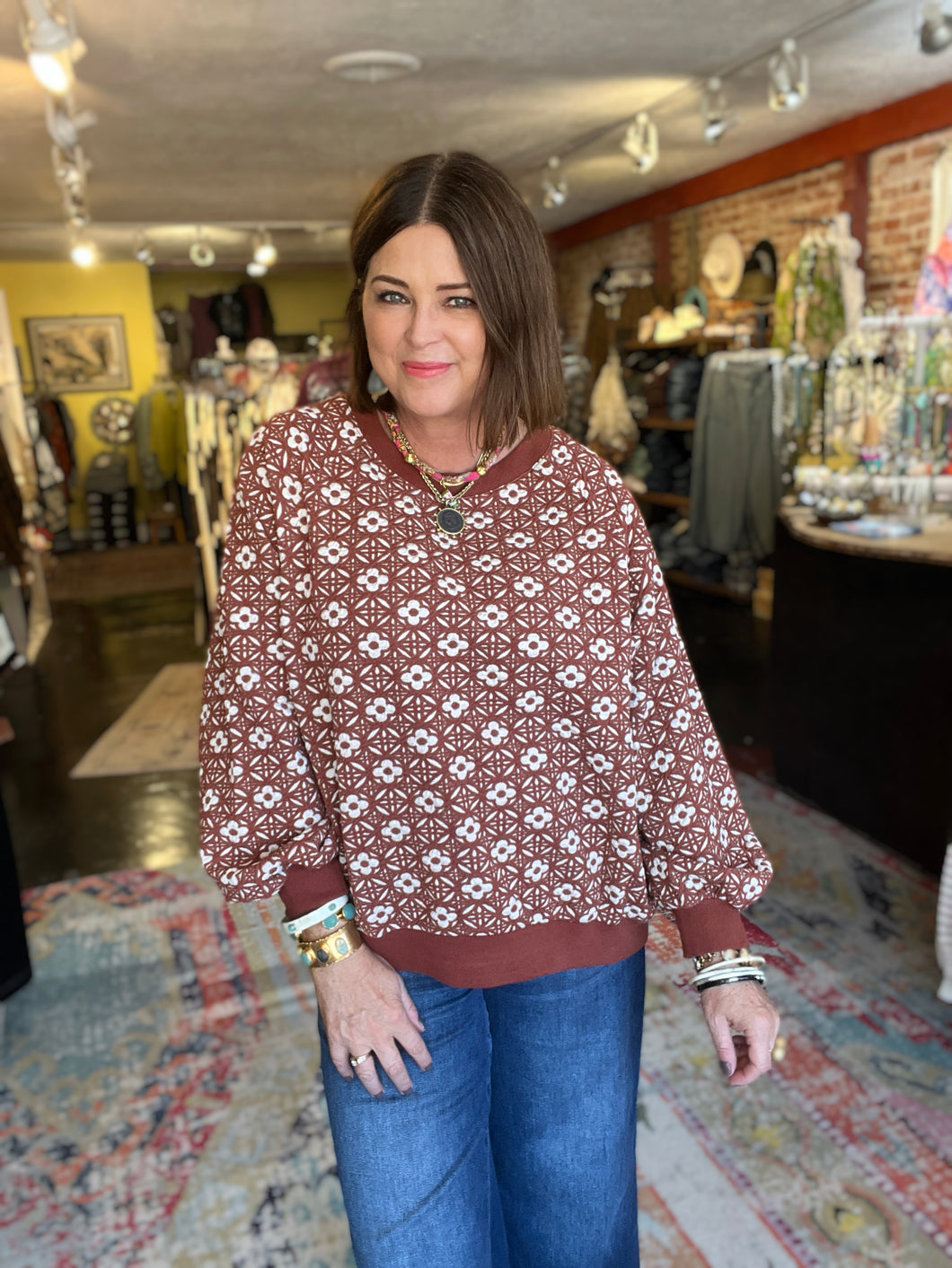 WOODEN FLORAL TOP