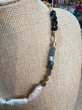 Load image into Gallery viewer, BIWA PEARL AND EMERALD NECKLACE
