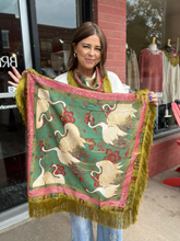 Load image into Gallery viewer, CRANE FRINGE SCARF GREEN
