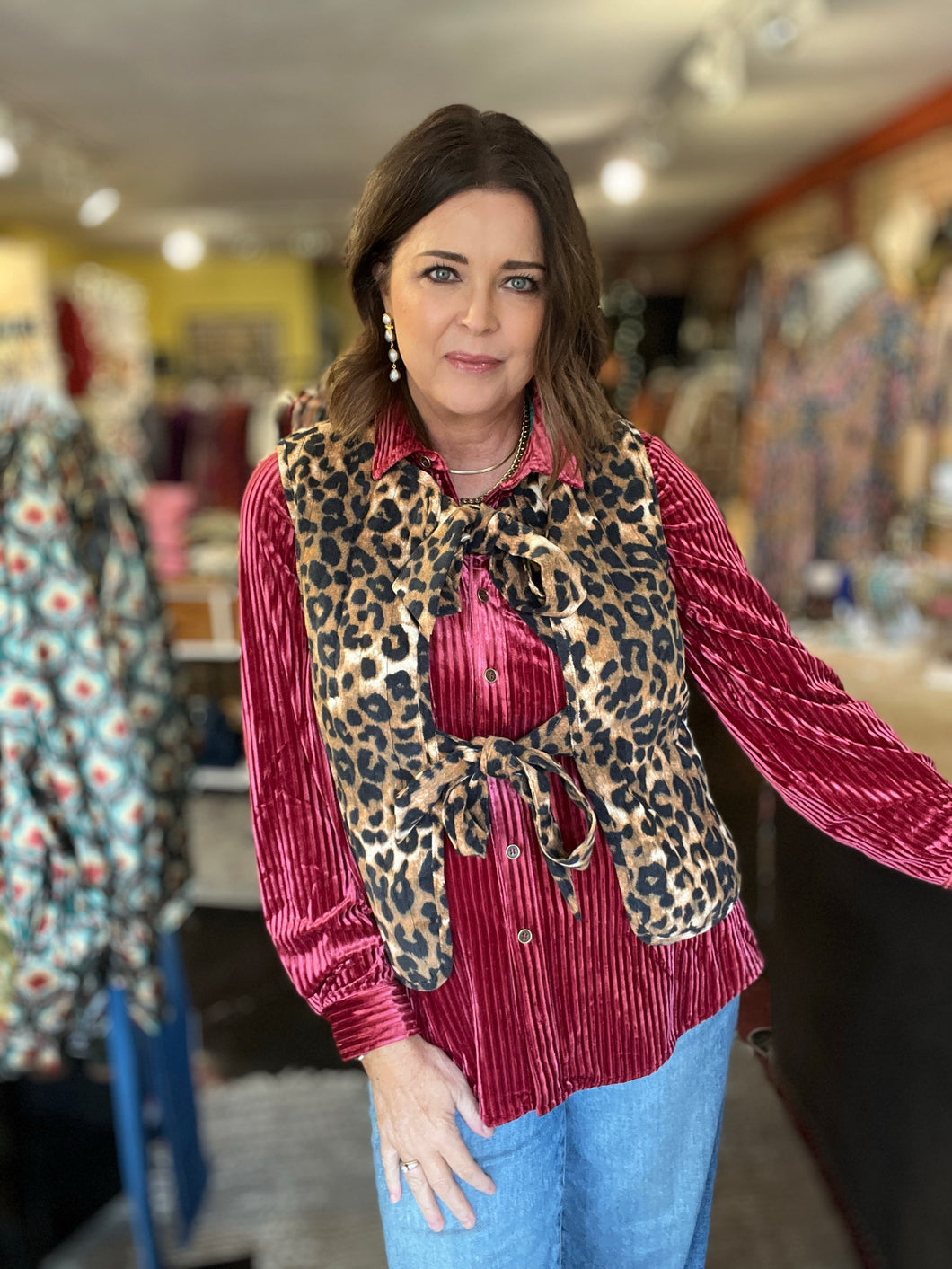 LEOPARD QUILTED VEST
