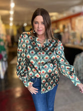 Load image into Gallery viewer, VAGABOND RETRO GREEN BLOUSE
