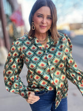 Load image into Gallery viewer, VAGABOND RETRO GREEN BLOUSE
