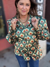 Load image into Gallery viewer, VAGABOND RETRO GREEN BLOUSE
