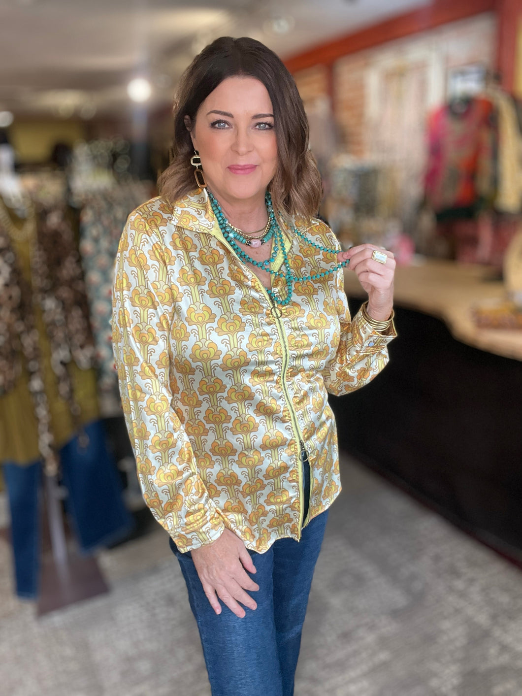 STREETS OF GOLD ZIPPER BLOUSE