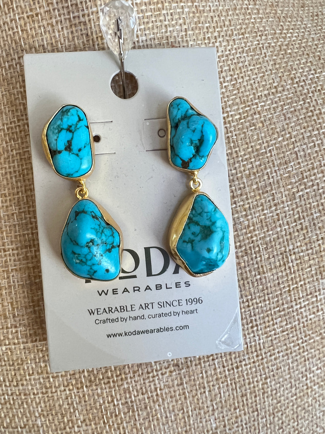 BLUE CHUNK TURQUOISE EARRINGS