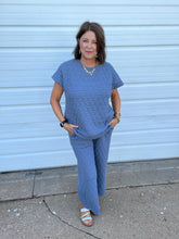 Load image into Gallery viewer, STEEL BLUE QUILTED LOUNGE TOP
