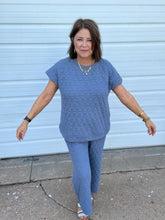 Load image into Gallery viewer, STEEL BLUE QUILTED LOUNGE TOP

