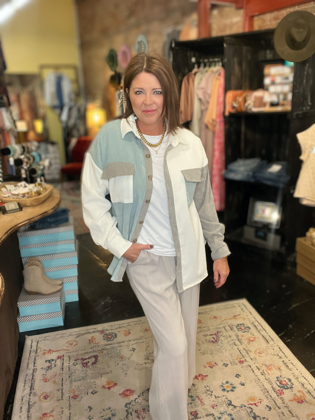 AQUA|GRAY CORDUROY SHACKET