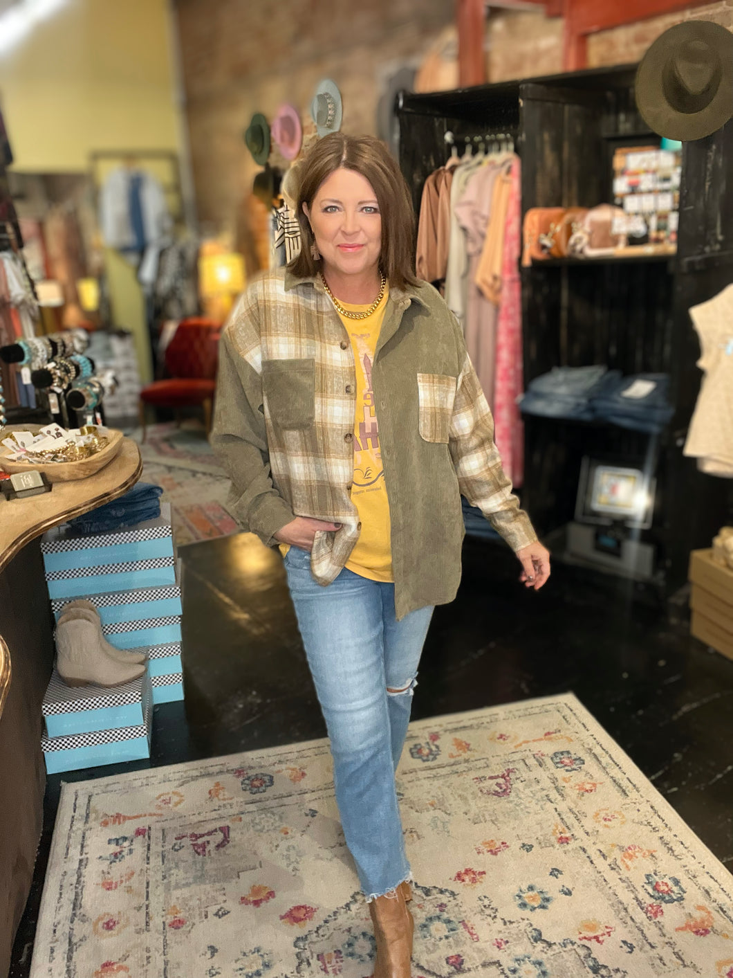BROWN PLAID SHACKET