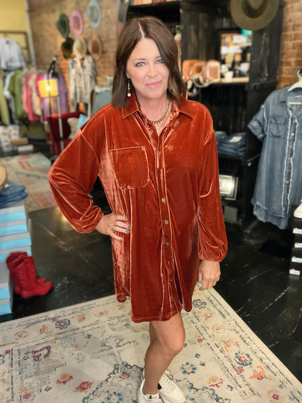 BRONZE VELVET DRESS