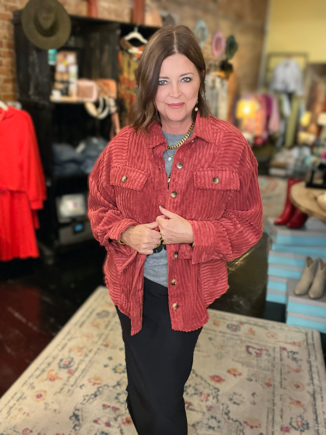 BRICK CORDUROY SHACKET