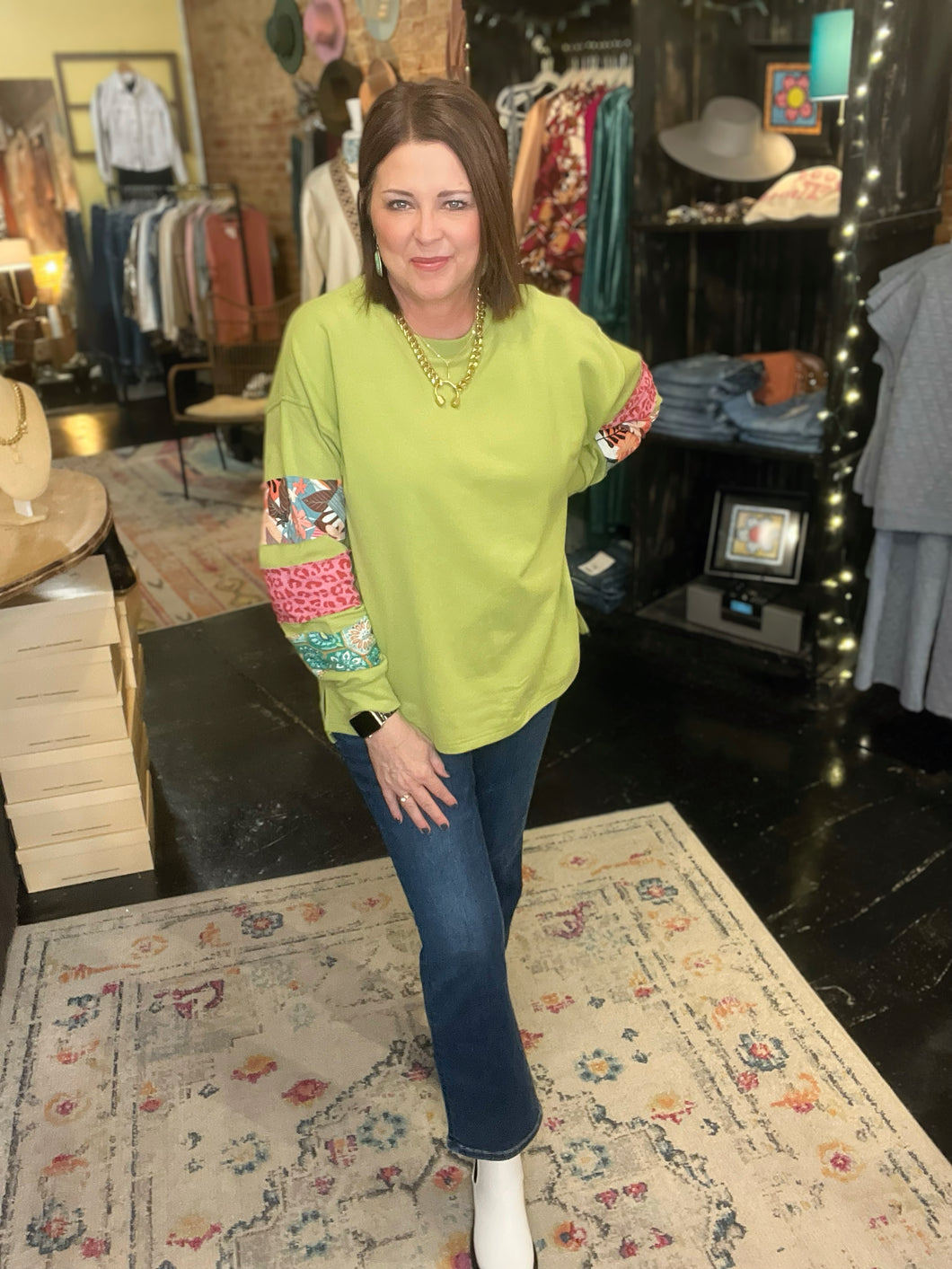 LIME PATCHWORK TUNIC
