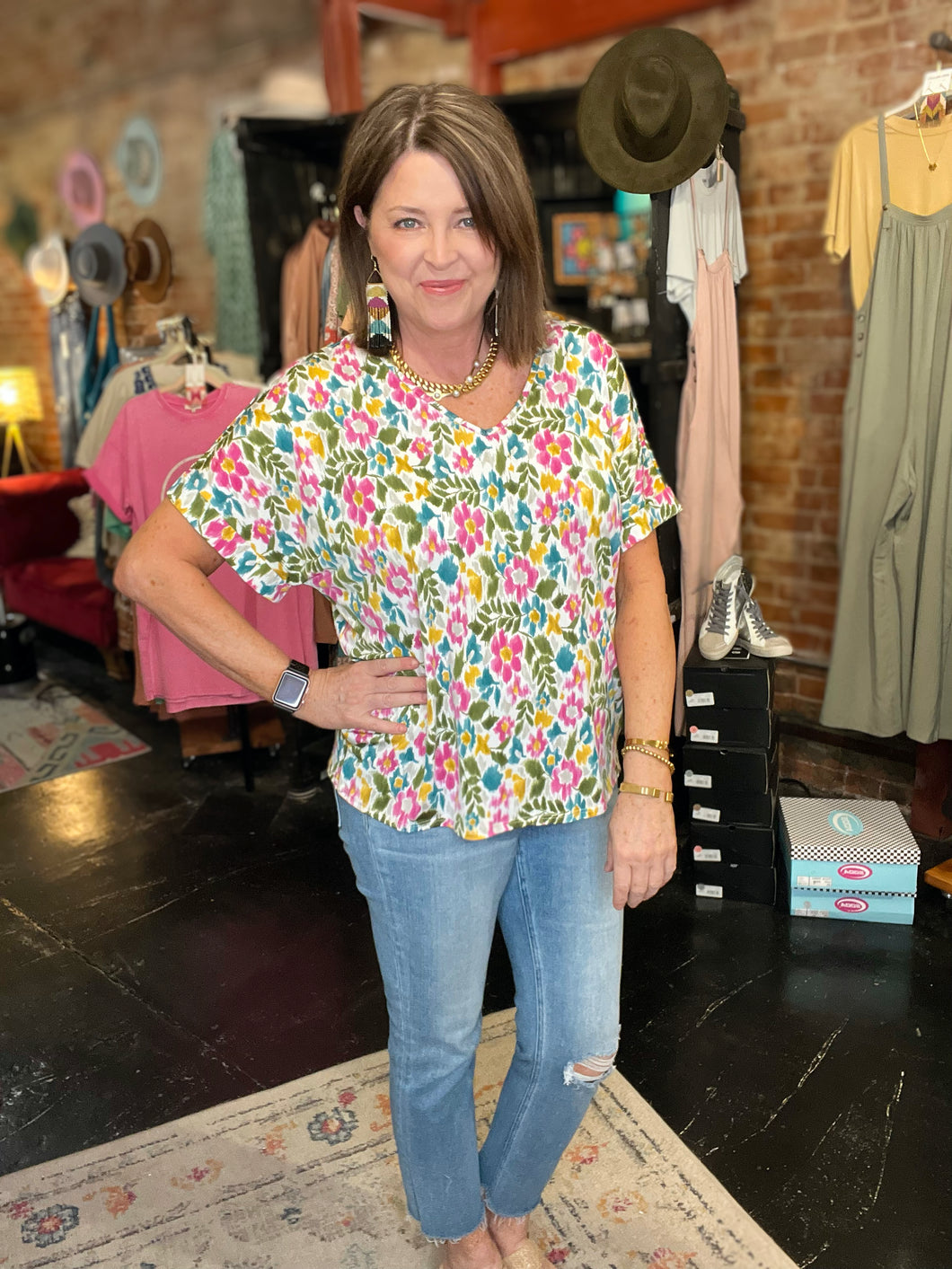 JEWEL TONE FLORAL TOP