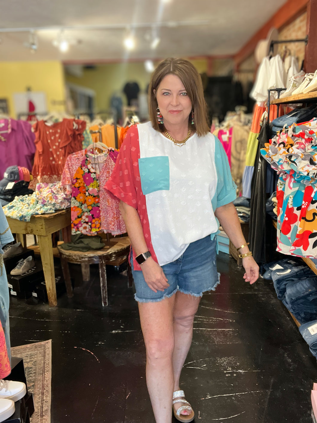 MINT COLOR BLOCK TOP (CURVY)