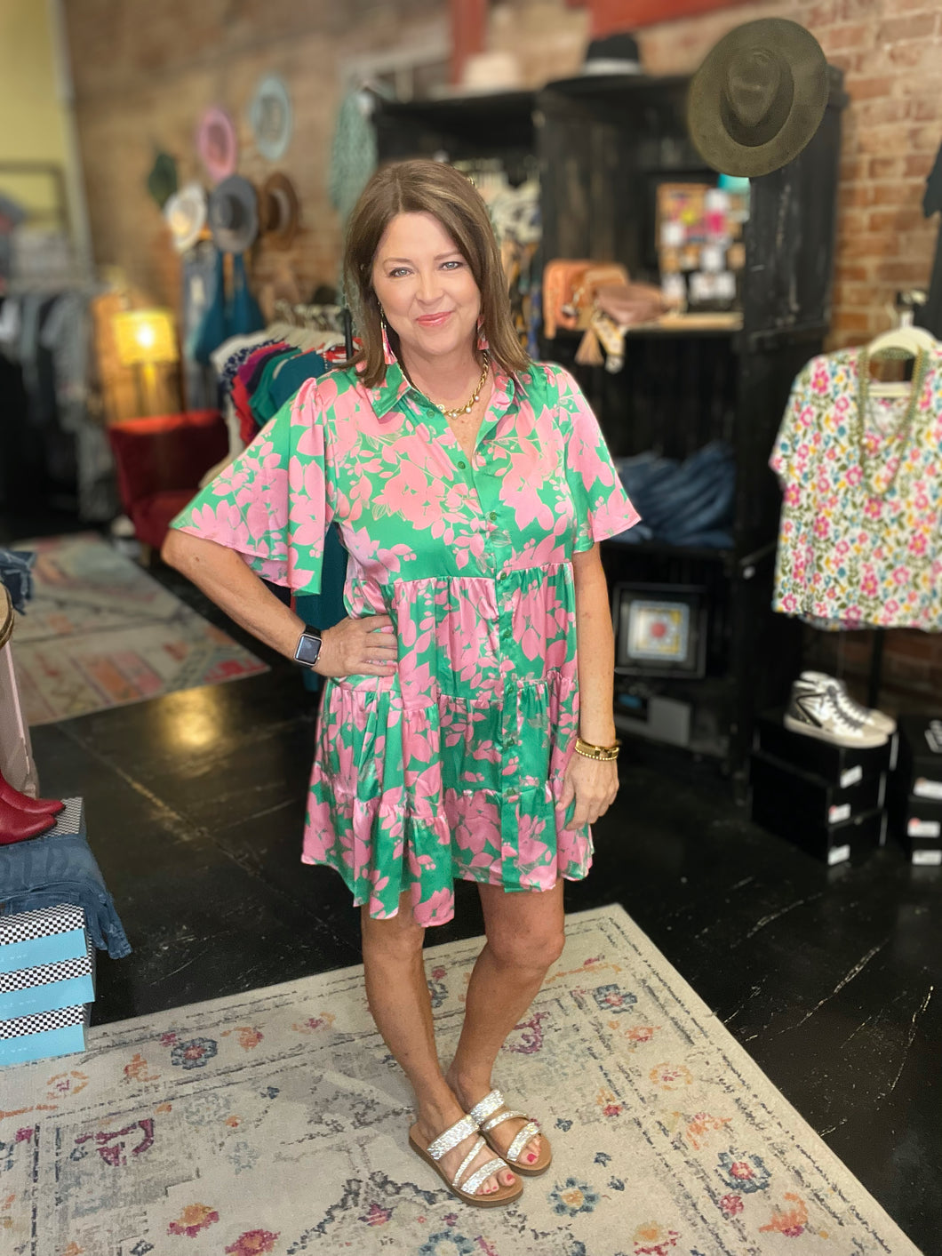 GREEN/PINK DRESS
