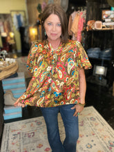 Load image into Gallery viewer, JEWEL TONE PAISLEY BLOUSE
