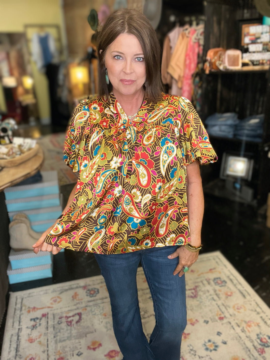 JEWEL TONE PAISLEY BLOUSE