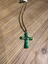 Load image into Gallery viewer, JADE GREEN CROSS NECKLACE
