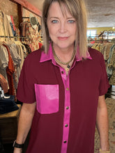 Load image into Gallery viewer, MAROON AND FUCHSIA DRESS

