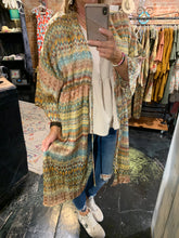 Load image into Gallery viewer, TEAL/BROWN KIMONO
