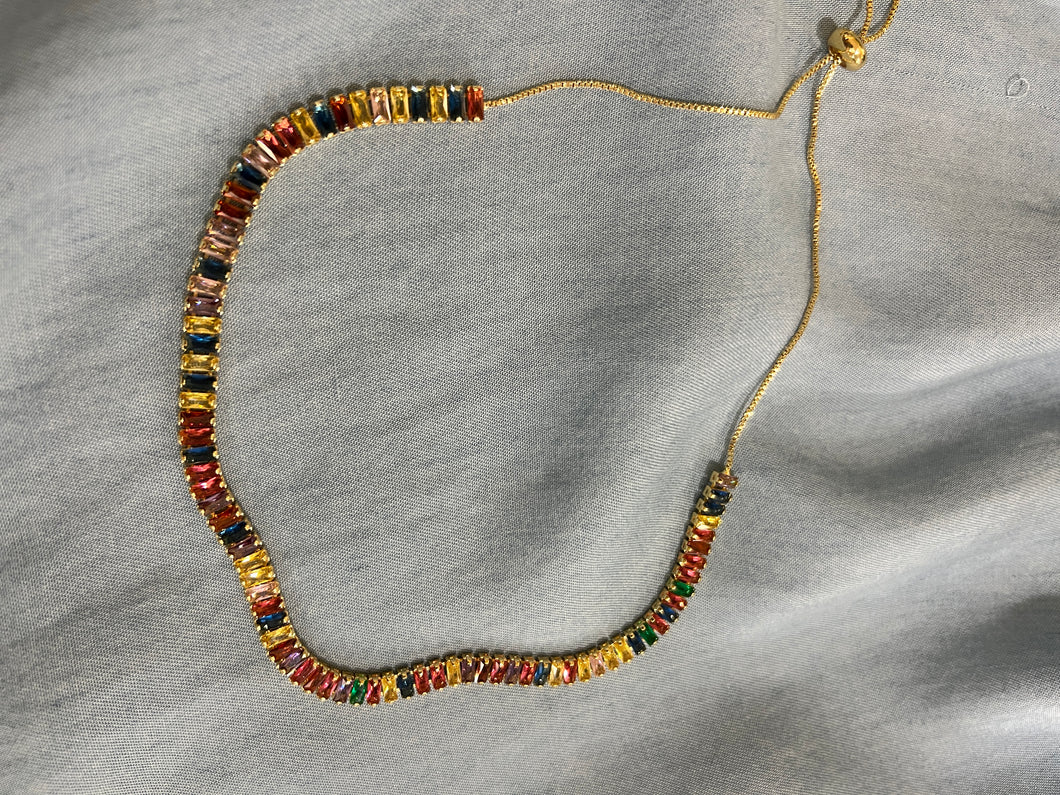 MULTI COLORED RHINESTONE NECKLACE