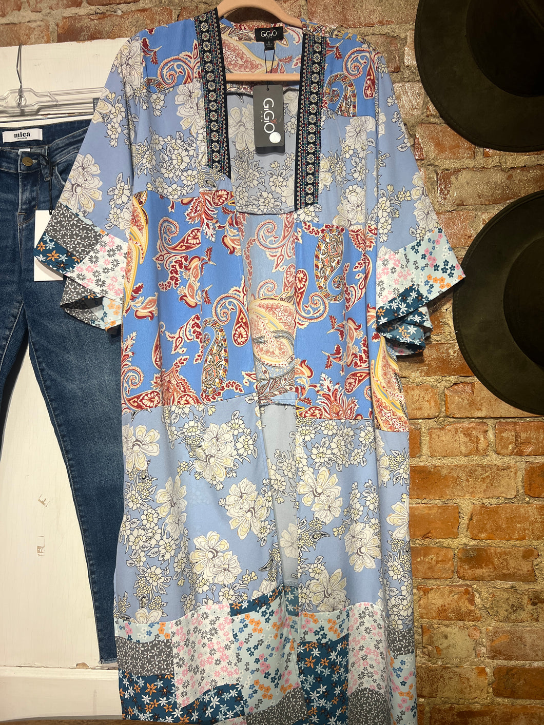 LIGHT BLUE MULTI PRINT DUSTER