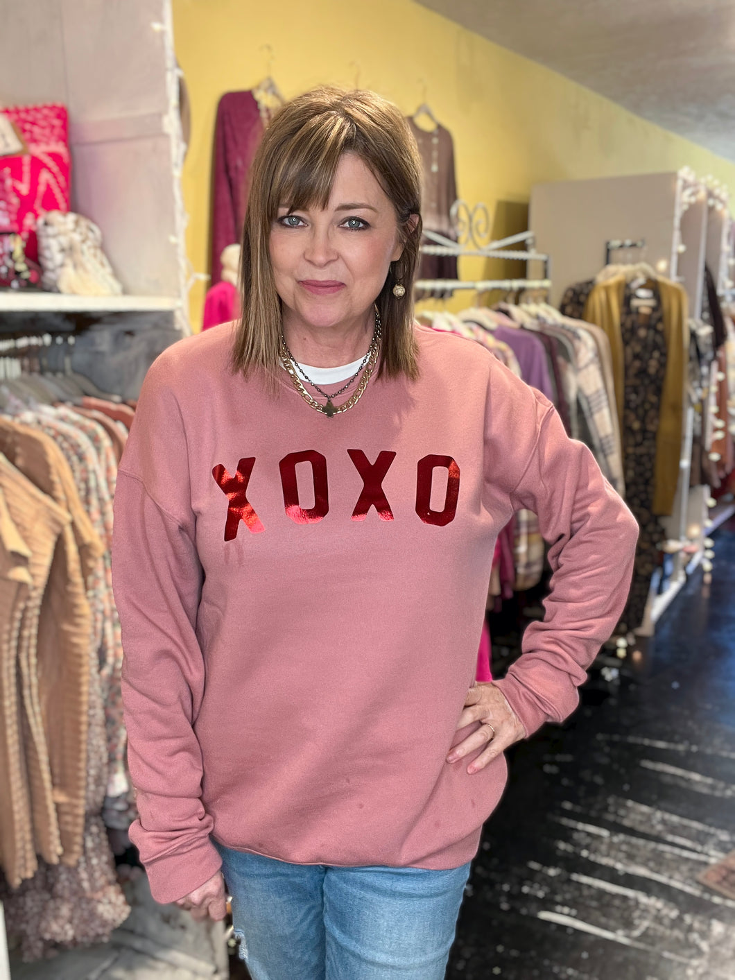 MAUVE XOXO SWEATSHIRT