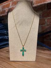 Load image into Gallery viewer, JADE GREEN CROSS NECKLACE
