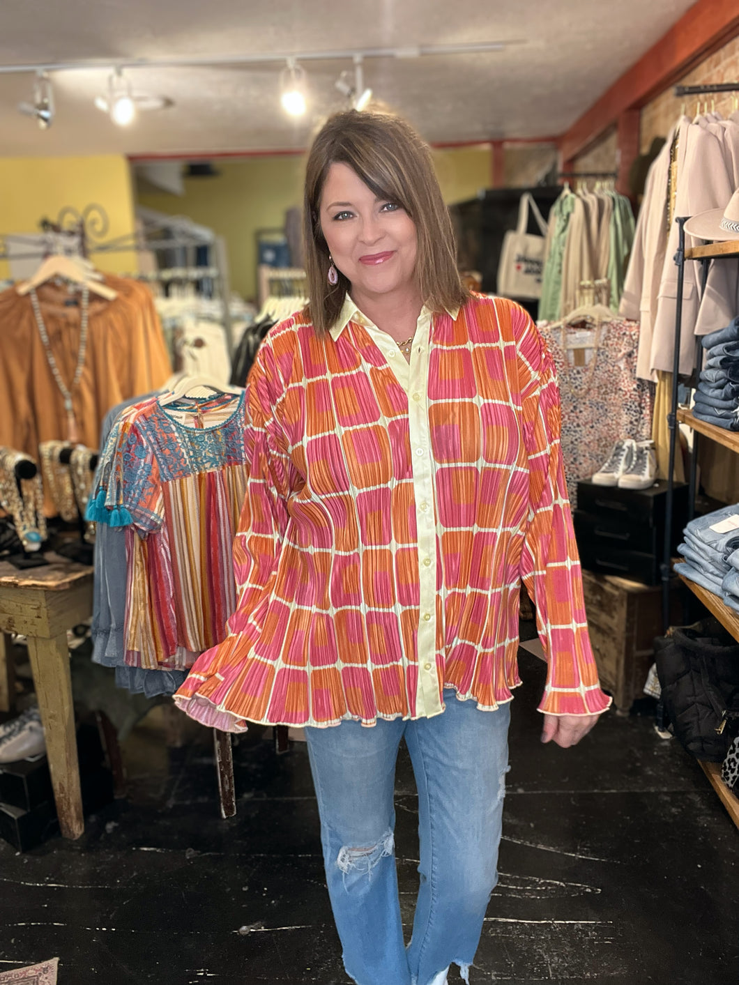 ORANGE ACCORDION TOP