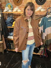 Load image into Gallery viewer, BROWN FAUX LEATHER JACKET
