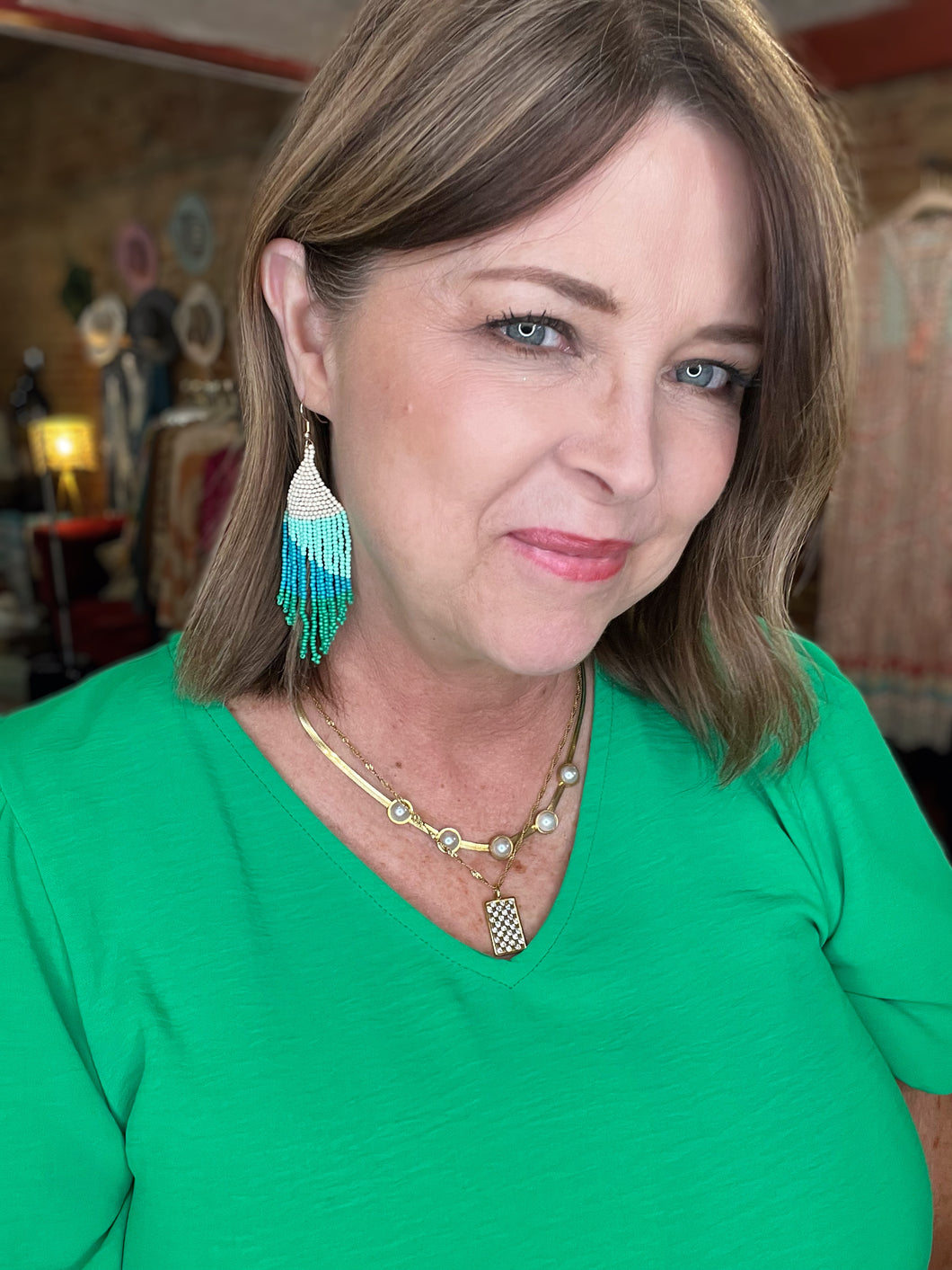 TURQUOISE BEADED EARRINGS
